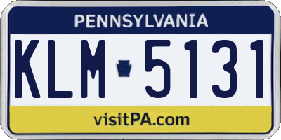 PA license plate KLM5131