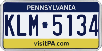 PA license plate KLM5134