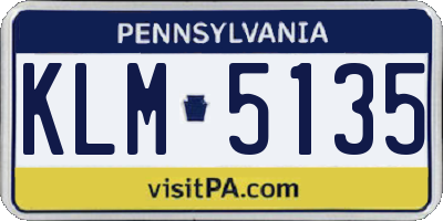 PA license plate KLM5135