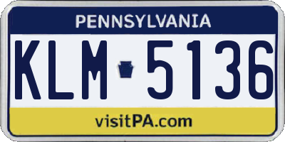 PA license plate KLM5136