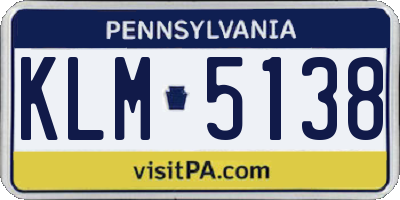 PA license plate KLM5138