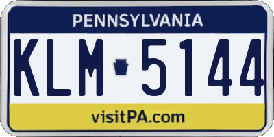 PA license plate KLM5144