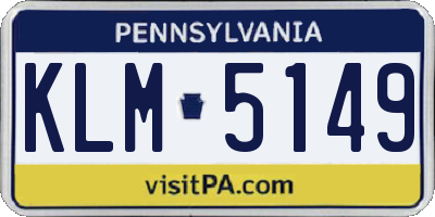 PA license plate KLM5149