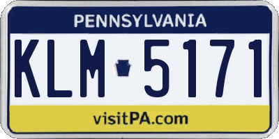 PA license plate KLM5171