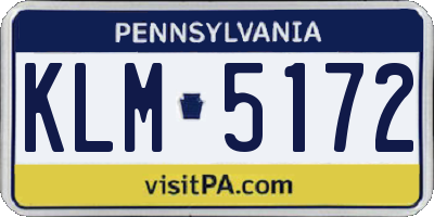 PA license plate KLM5172