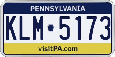 PA license plate KLM5173