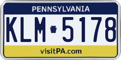 PA license plate KLM5178