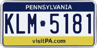 PA license plate KLM5181