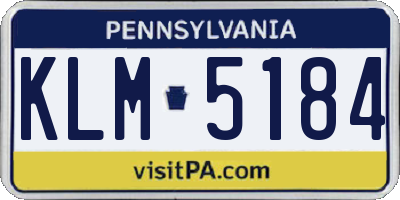 PA license plate KLM5184
