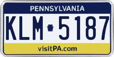 PA license plate KLM5187