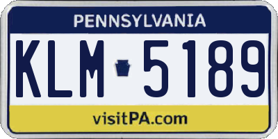 PA license plate KLM5189