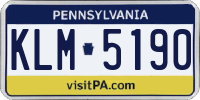 PA license plate KLM5190