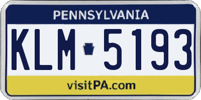 PA license plate KLM5193