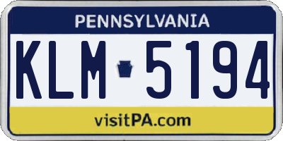 PA license plate KLM5194