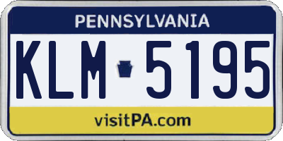 PA license plate KLM5195