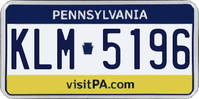 PA license plate KLM5196