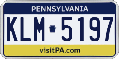 PA license plate KLM5197