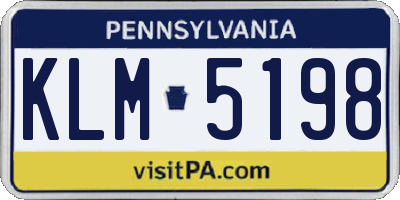 PA license plate KLM5198
