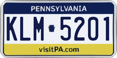 PA license plate KLM5201
