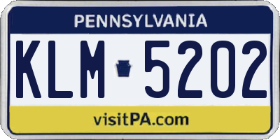 PA license plate KLM5202