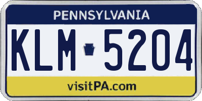 PA license plate KLM5204