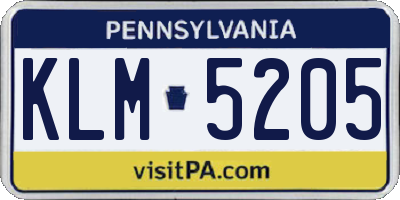 PA license plate KLM5205