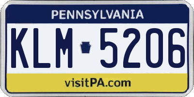 PA license plate KLM5206