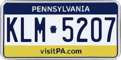 PA license plate KLM5207