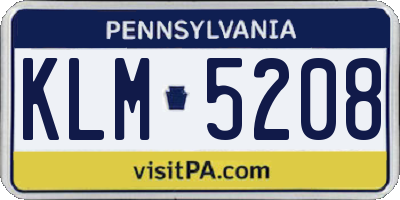 PA license plate KLM5208