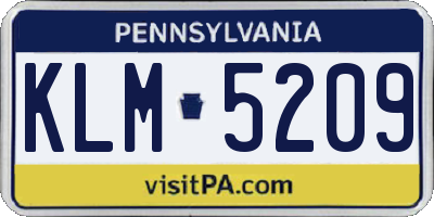 PA license plate KLM5209