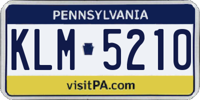 PA license plate KLM5210