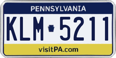 PA license plate KLM5211