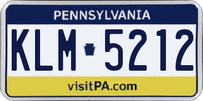 PA license plate KLM5212