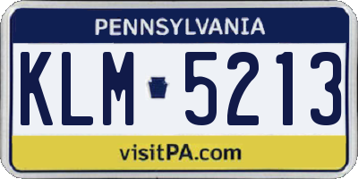 PA license plate KLM5213