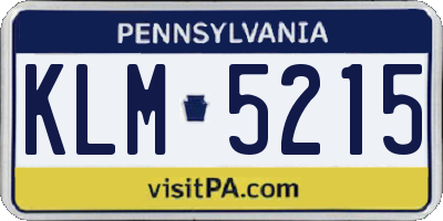 PA license plate KLM5215