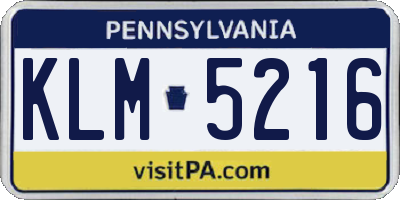 PA license plate KLM5216