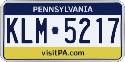 PA license plate KLM5217