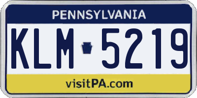 PA license plate KLM5219