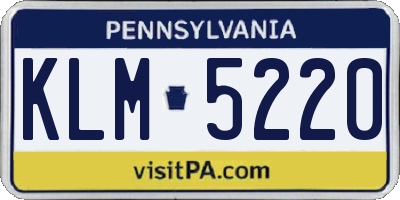 PA license plate KLM5220