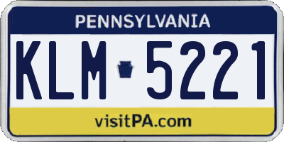 PA license plate KLM5221