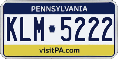 PA license plate KLM5222