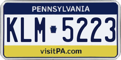 PA license plate KLM5223