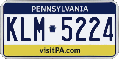 PA license plate KLM5224