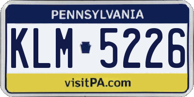 PA license plate KLM5226