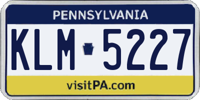 PA license plate KLM5227