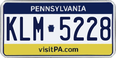 PA license plate KLM5228