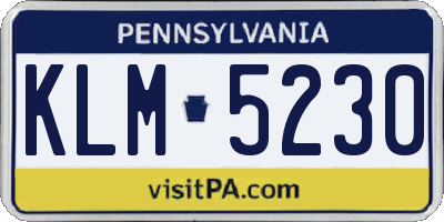 PA license plate KLM5230