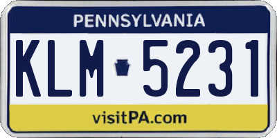 PA license plate KLM5231