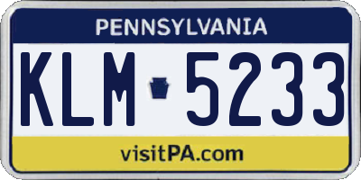 PA license plate KLM5233