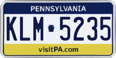 PA license plate KLM5235